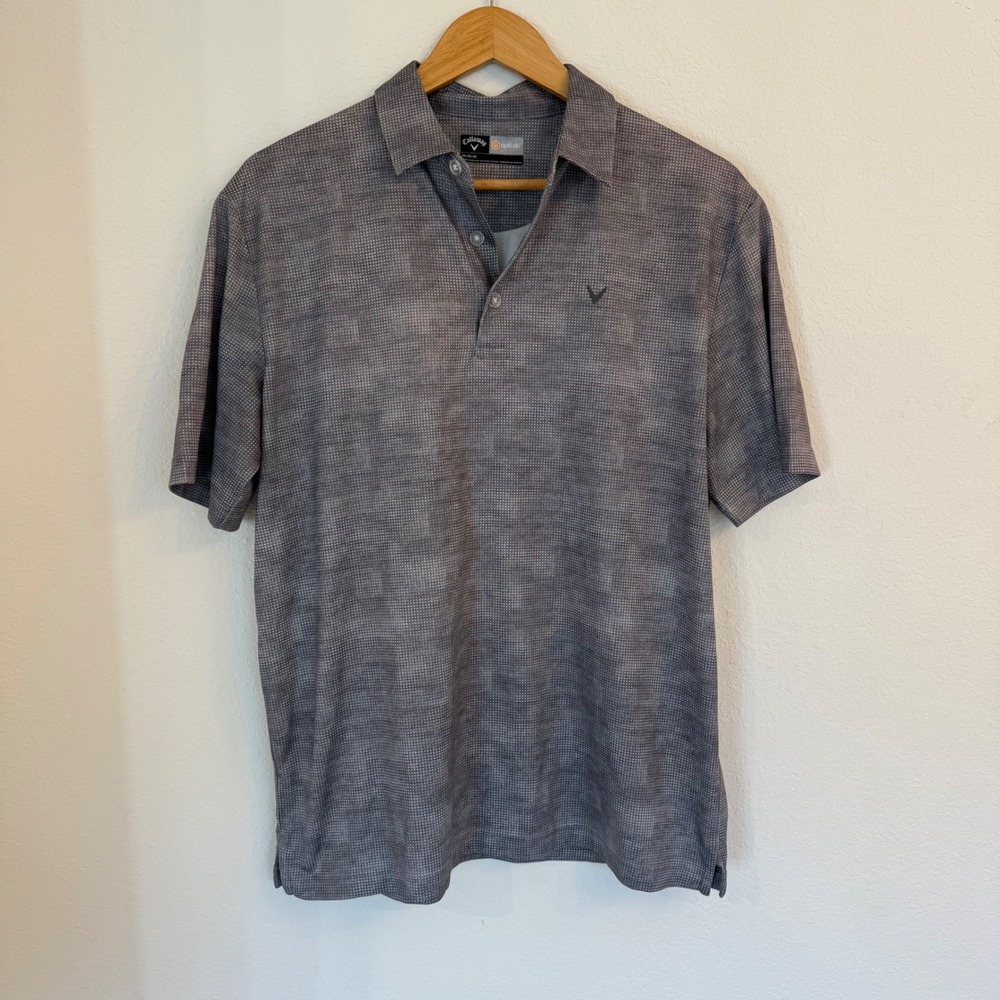 Callaway Opti-Dri Golf Polo Mens Medium Gray Micro Dot Short Sleeve Shirt